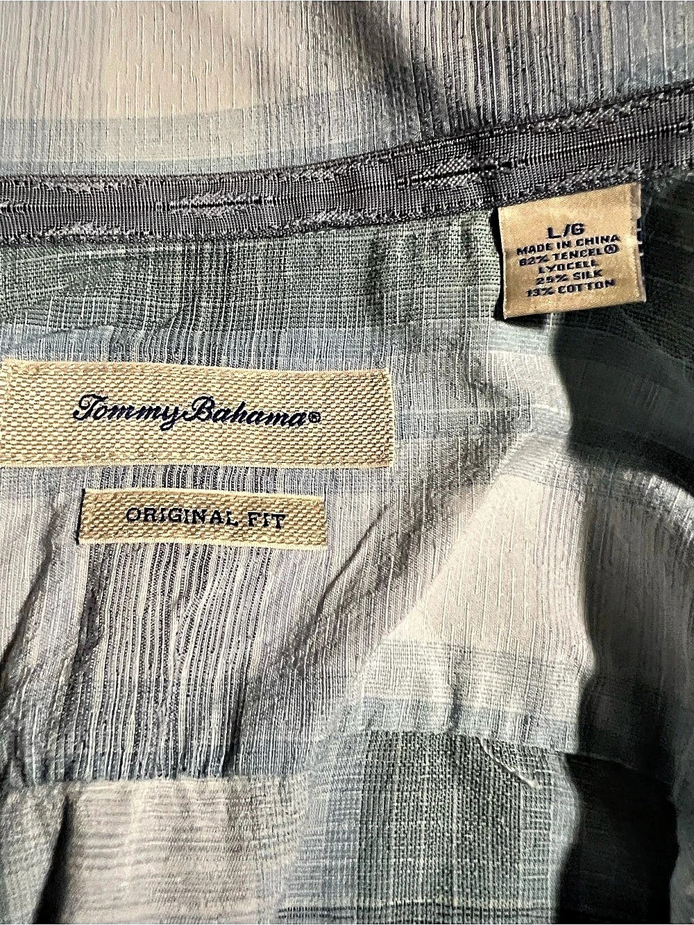 Tommy Bahama Original Fit Plaid Short Sleeve Shirt in Green & Blue - Picture 2 of 2